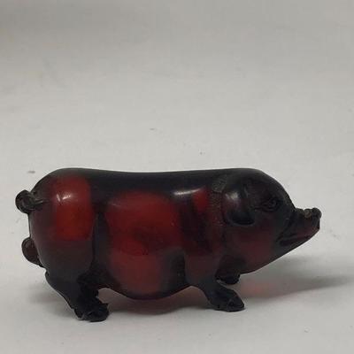 179: Old Ceramic Piggy Bank and Small Glass Piggy