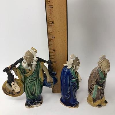 158:  Three Vintage Chinese Mud Men
