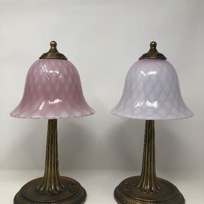 178: Set of 2 Metal Lamps with Glass Shades