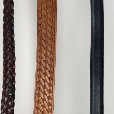 187: Assorted Belts Includes a Hand Made Polished Stone Buckle 