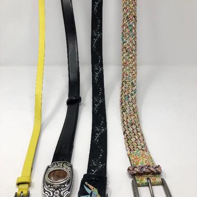 183: Assorted Belts Includes a Hand Made Polished Stone Buckle 