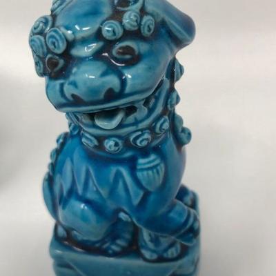 066:  Chinese Porcelain Foo Dogs and Three Turquoise 