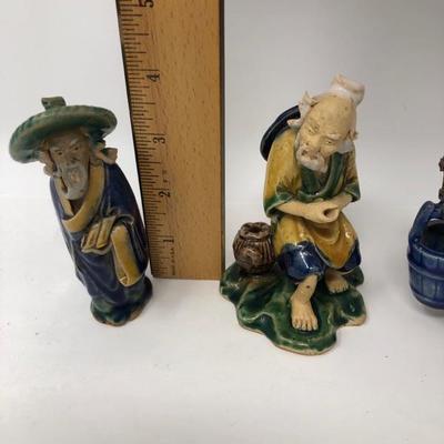 163:  Three Vintage Chinese Mud Men