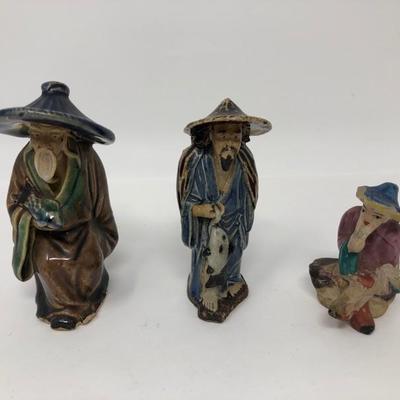 151:  Three Vintage Chinese Mud Men