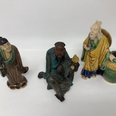 160:  Three Vintage Chinese Mud Men