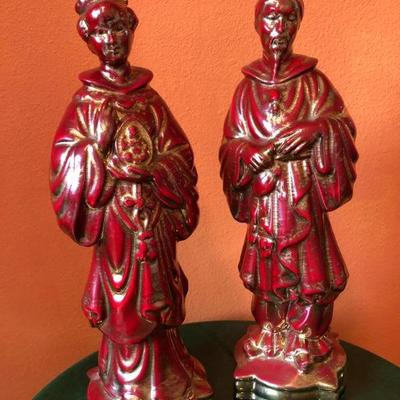058:  Two Ceramic Glazed Asian Statues