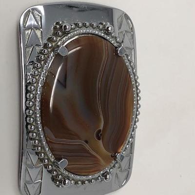 190: 3 Hand Crafted Polished Stone Belt Buckles