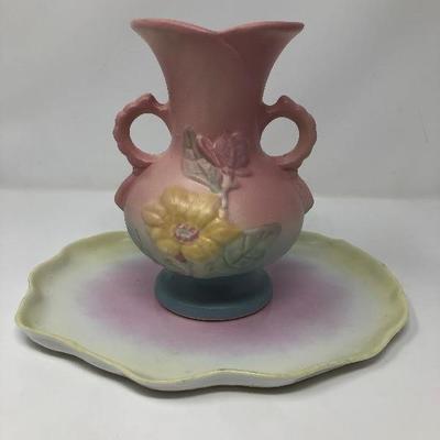 069:  Hull Vase and Ceramic Platter
