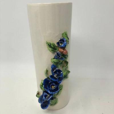 077:  Fenton Blue Cobalt Basket Vase and other Assorted  Vases 