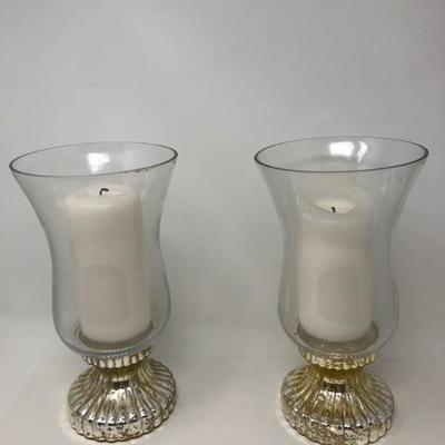 076:  Silver Accented Candle Pillar and Glass Votives