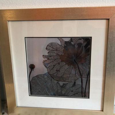 062:  Four Framed Needle Point Framed/Matted Flowers