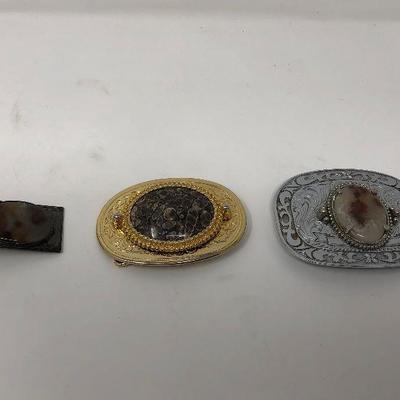 191: Hand Crafted Polished Stone Belt Buckles