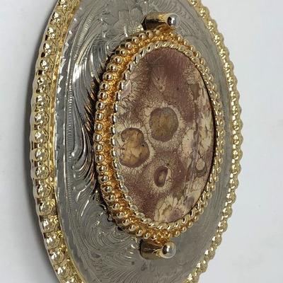 190: 3 Hand Crafted Polished Stone Belt Buckles