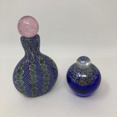 094:  Two Glass Perfume Bottle  Paperweights