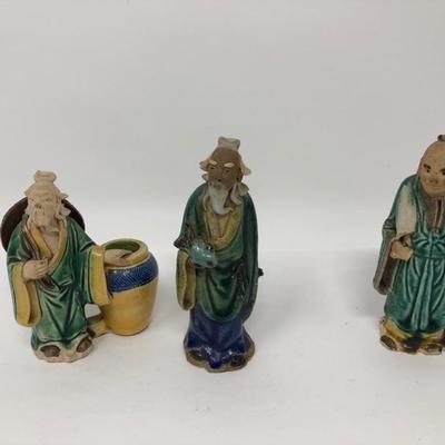 159:  Three Vintage Chinese Mud Men