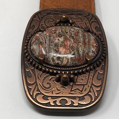 182: Assorted Belts Includes a Hand Made Polished Stone Buckles