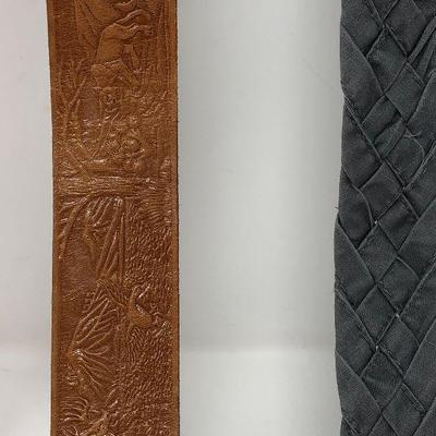 182: Assorted Belts Includes a Hand Made Polished Stone Buckles