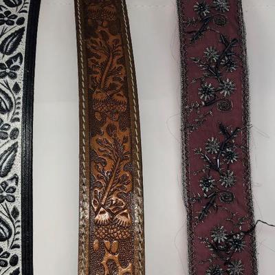 181: Assorted Belts Includes a Hand Made Polished Stone Buckles
