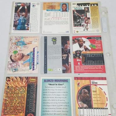 Alonzo Mourning NBA Basketball Cards, Qty 9, 1992-2001