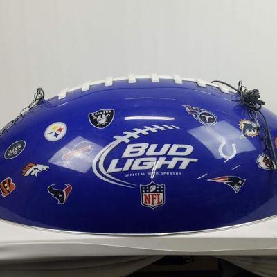 Large Bud Light NFL Blue Football Hanging Light, Works, SEE DESCRIPTION