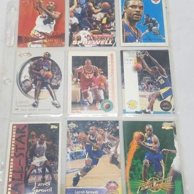 Latrell Sprewell NBA Basketball Cards, Qty 9, 1992-2001