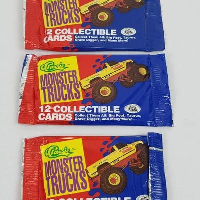 Classic Monster Trucks Collectible Cards. 3 packages 1990 Sealed - New