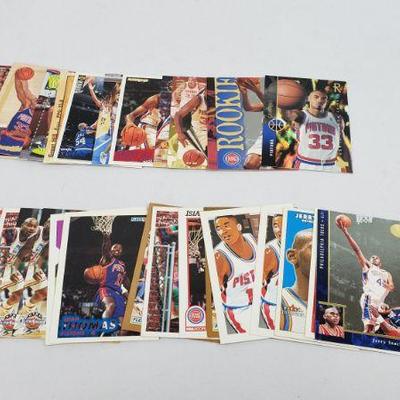 Approx. 36 Sixers & Pistons Cards, Grant Hill, Isiah Thomas, & Jerry Stackhouse