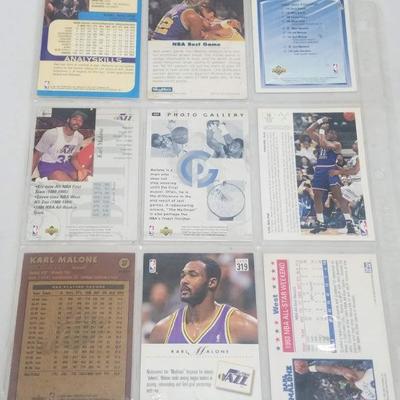 Karl Malone NBA Basketball Cards, Qty 9, 1992-2001