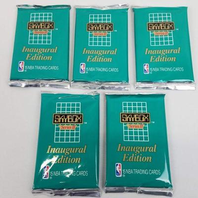 NBA Trading Cards: Skybox Series II Inaugural. 5 packages 1990. Sealed - New