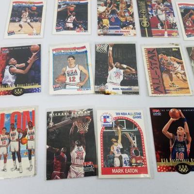 USA Basketball Cards, Qty 28. Includes Magic, Barkley, Malone, Stockton, etc