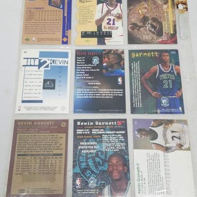 Kevin Garnett NBA Basketball Cards, Qty 9, 1995-2001