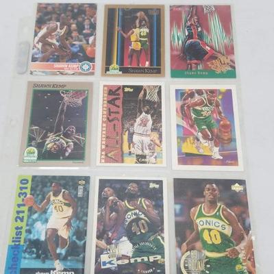 Shawn Kemp NBA Basketball Cards, Qty 9, 1990-1996