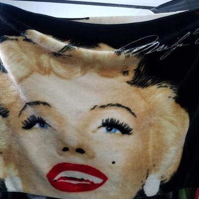 Marilyn Monroe Blanket. Some trim missing. Clean. Approx 76