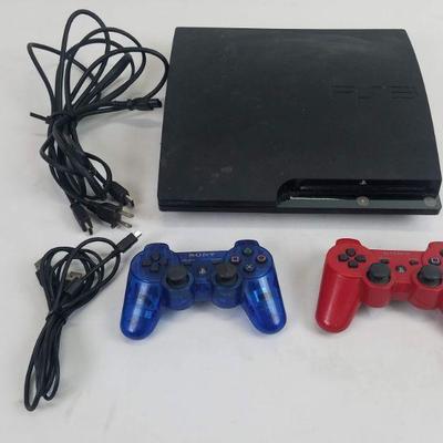 PlayStation 3 with Power & HDMI Cable, & 2 Controllers - Tested, Works