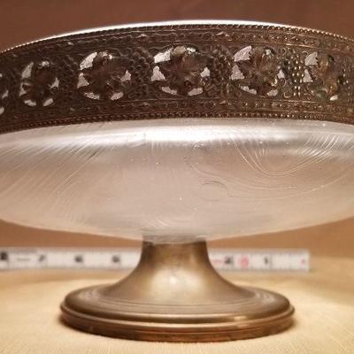 Swirl Satin Glass & Antique Brass Bowl