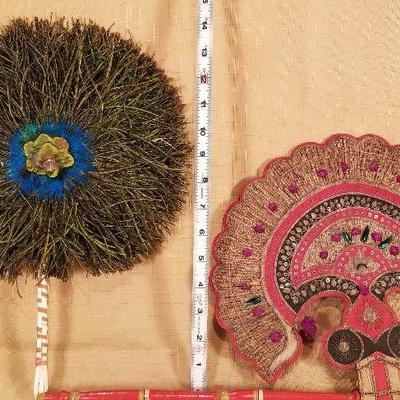 Two  Large Vintage Hand Fans