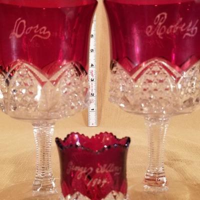 Flashed Ruby Glass Souvenirs 