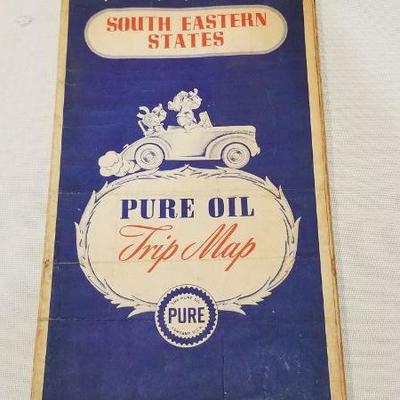 1940s pure oil trip map south eastern states