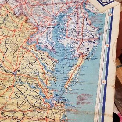 1940s pure oil trip map south eastern states
