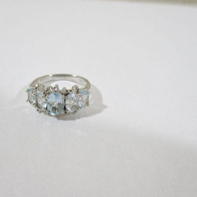 Vintage Estate Aquamarine Estate Size 7 Ring Sterling Silver