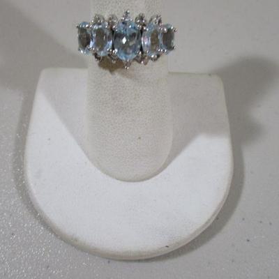 Vintage Estate Aquamarine Estate Size 7 Ring Sterling Silver
