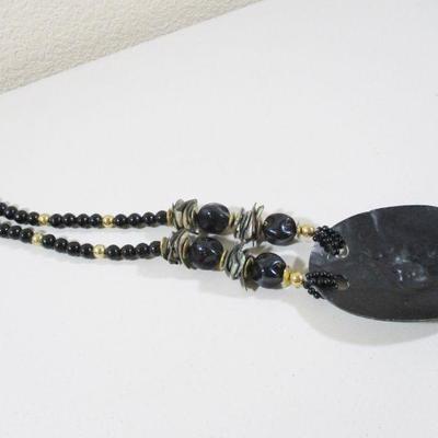 Vintage Mother of Pearl Costume Sea Shell Pendant Fashion Statement