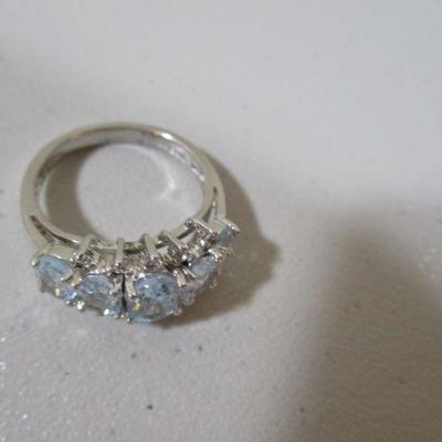 Vintage Estate Aquamarine Estate Size 7 Ring Sterling Silver