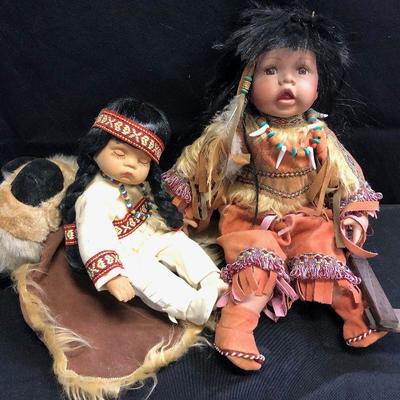Lot 54 Little Willy and Feathers Dolls - Native American 