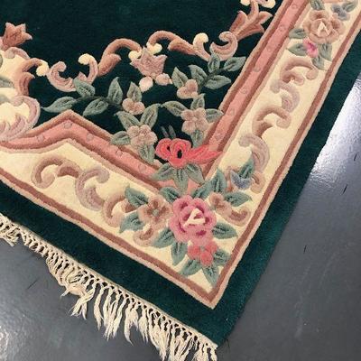 Green Floral Wool Rug Chinese 62