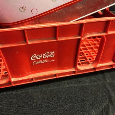 Coca-Cola plastic Crate and Drink Tin