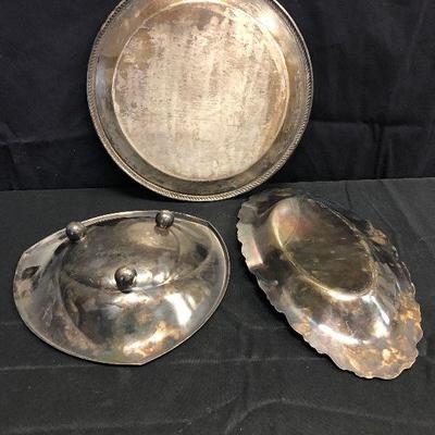 (3) silver plated serving ware pieces