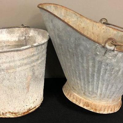 Galvanized Coal Scuttle and Pail 