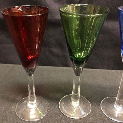 Lot 90 4 - colored Sherry glasses 