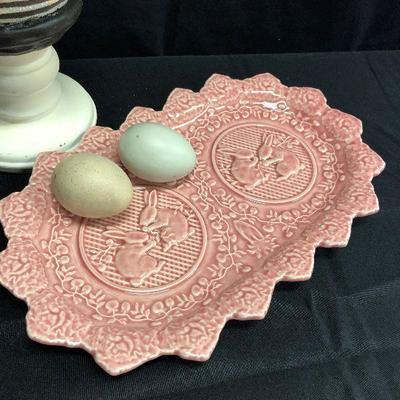 Lot 99 Bunny platter with decorative Easter Eggs
